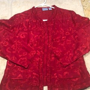 Red three-quarter length Chicos blazer